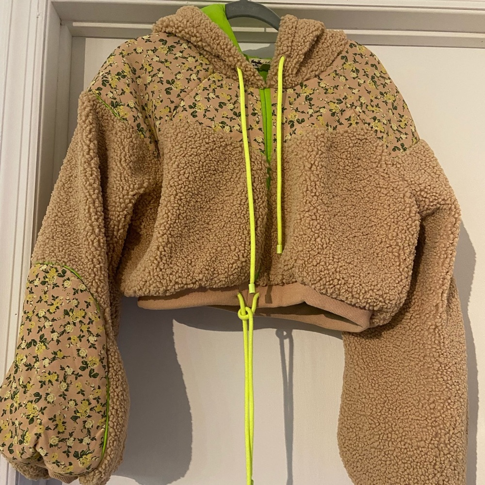 For Love and Lemons Sloane Shearling Crop Hoodie